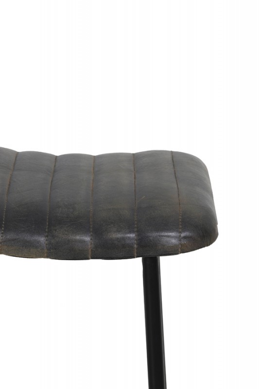 BARSTOOL LEATHER GREY STITCHED    - CHAIRS, STOOLS